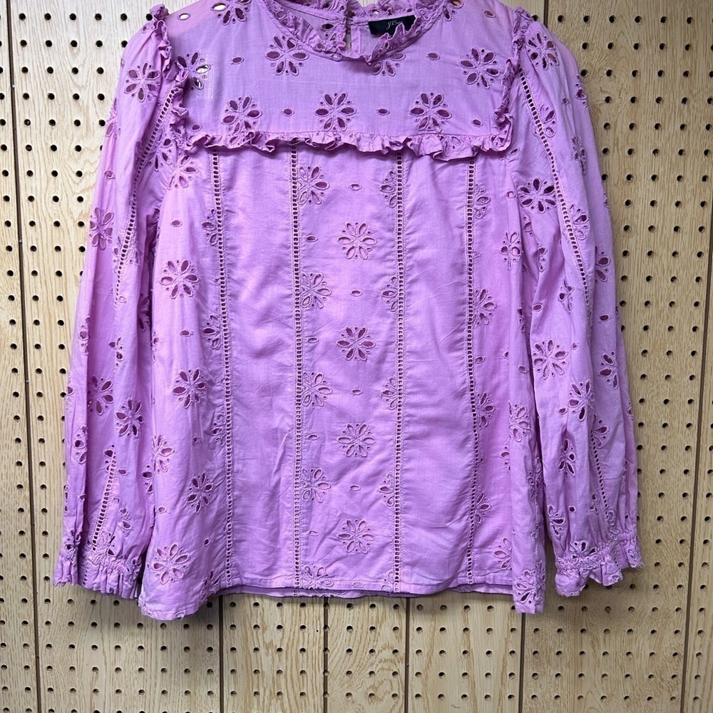 J.Crew Ruffle Eyelet Pink Top - Picture 2 of 6